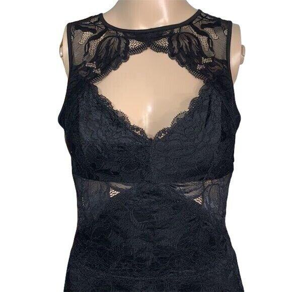 Guess Womens Bodycon Cocktail Dress Silvana Lace Cutout Stretch Black Small - Picture 6 of 16
